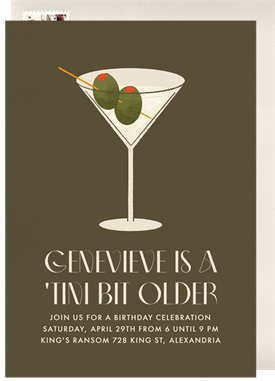 'Dirty Martini' Adult Birthday Invitation