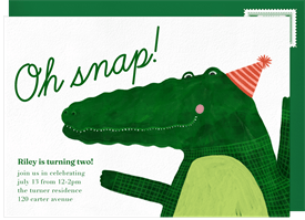 'Oh Snap! Alligator' Kids Birthday Invitation