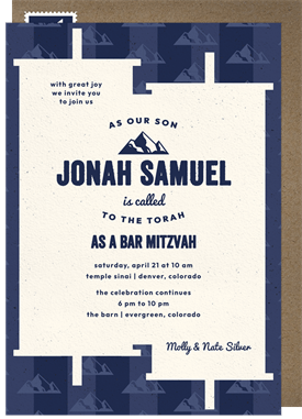 'Mountain Peak Motifs' Bar Mitzvah Invitation