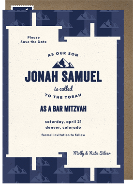 'Mountain Peak Motifs' Bar Mitzvah Save the Date