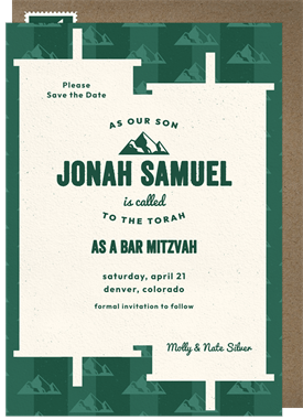 'Mountain Peak Motifs' Bar Mitzvah Save the Date