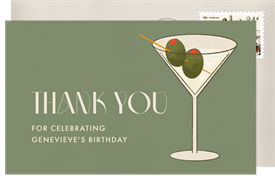 'Dirty Martini' Adult Birthday Thank You Note