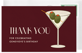 'Dirty Martini' Adult Birthday Thank You Note