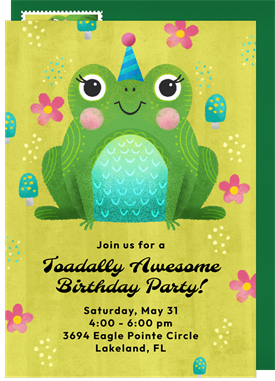 'Toadally Awesome' Kids Birthday Invitation
