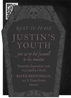 'RIP Youth' Adult Birthday Invitation