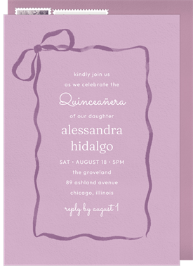 'Watercolor Ribbon Bow' Quinceañera Invitation