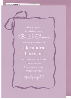 'Watercolor Ribbon Bow' Bridal Shower Invitation