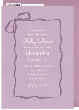 'Watercolor Ribbon Bow' Baby Shower Invitation