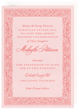 'Ornate Floral Border' Sweet 16 Invitation
