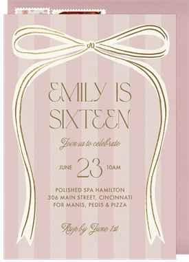 'Gilded Bow' Sweet 16 Invitation