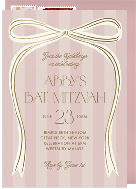 'Gilded Bow' Bat Mitzvah Invitation