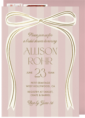 'Gilded Bow' Bridal Shower Invitation