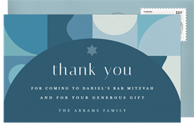 'Mod Monochrome' Bar Mitzvah Thank You Note