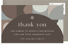 'Mod Monochrome' Bar Mitzvah Thank You Note