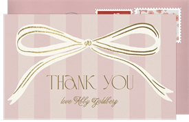 'Gilded Bow' Bat Mitzvah Thank You Note