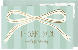 'Gilded Bow' Bat Mitzvah Thank You Note