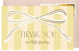 'Gilded Bow' Bat Mitzvah Thank You Note