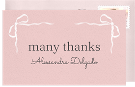 'Watercolor Ribbon Bow' Quinceañera Thank You Note
