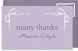 'Watercolor Ribbon Bow' Quinceañera Thank You Note
