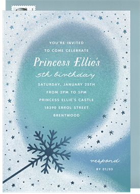 'Snowflake Wand' Kids Birthday Invitation