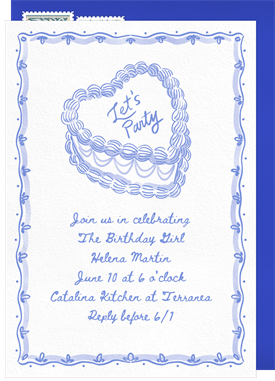 'Heart Cake' Adult Birthday Invitation