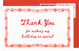 'Heart Cake' Adult Birthday Thank You Note
