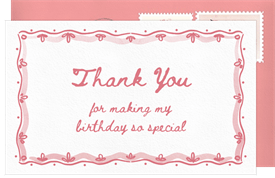 'Heart Cake' Adult Birthday Thank You Note