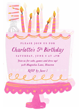 'Sweet Layer Cake' Kids Birthday Invitation