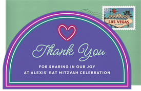 'Neon Signs' Bat Mitzvah Thank You Note