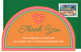 'Neon Signs' Bat Mitzvah Thank You Note