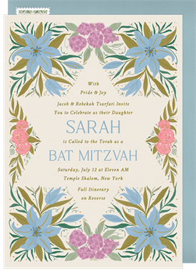 'Star in Bloom' Bat Mitzvah Invitation