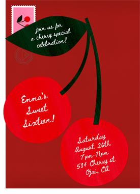 'Cherry Cutout' Sweet 16 Invitation