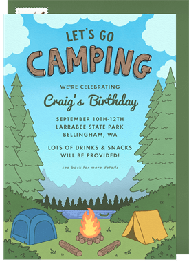 'Camping Adventure' Summer Party Invitation