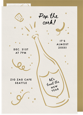 'Pop the Cork!' New Year's Party Invitation
