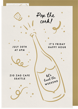 'Pop the Cork!' Happy Hour Invitation
