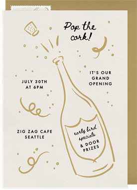 'Pop the Cork!' Grand opening Invitation