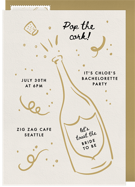 'Pop the Cork!' Bachelorette Party Invitation