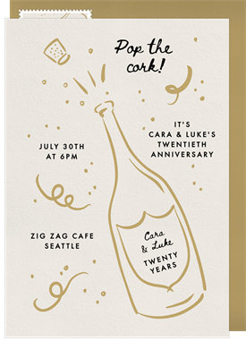 'Pop the Cork!' Anniversary Party Invitation