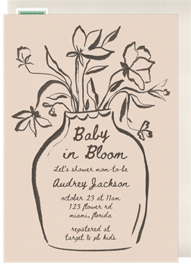 'Organic Inked Vase' Baby Shower Invitation