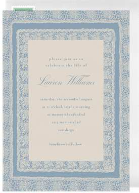 'Timeless Lace' Memorial Invitation