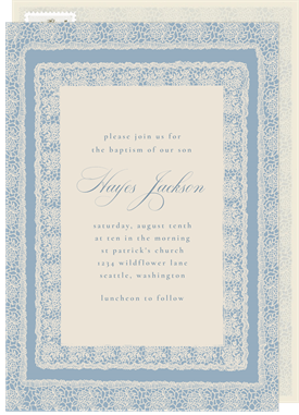 'Timeless Lace' Baptism Invitation