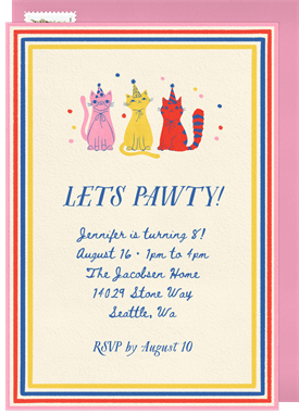 'Festive Cats' Kids Birthday Invitation