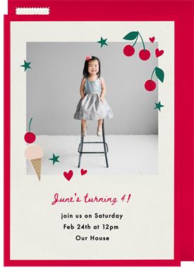 'Sprinkled Cherries' Kids Birthday Invitation
