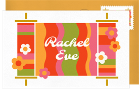 'Retro Torah' Bat Mitzvah Thank You Note