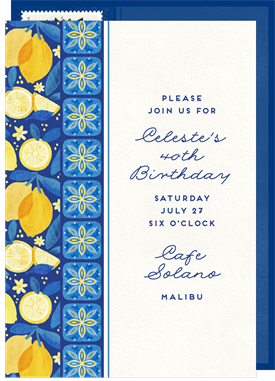 'Mediterranean Dream' Adult Birthday Invitation