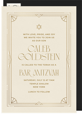 'Sophisticated Art Deco' Bar Mitzvah Invitation