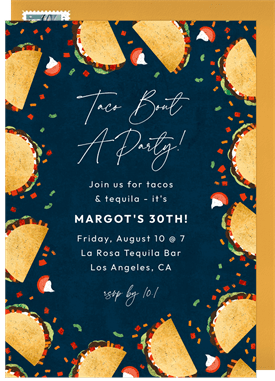 'Tacos Galore' Adult Birthday Invitation