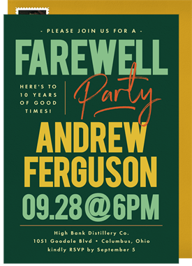 'Modern Bold Type' Going Away Party Invitation