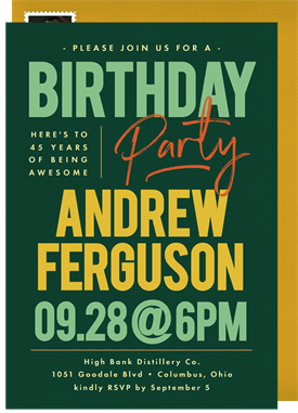 'Modern Bold Type' Adult Birthday Invitation
