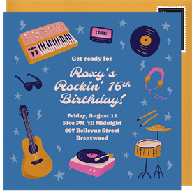 'Ready to Rock' Kids Birthday Invitation